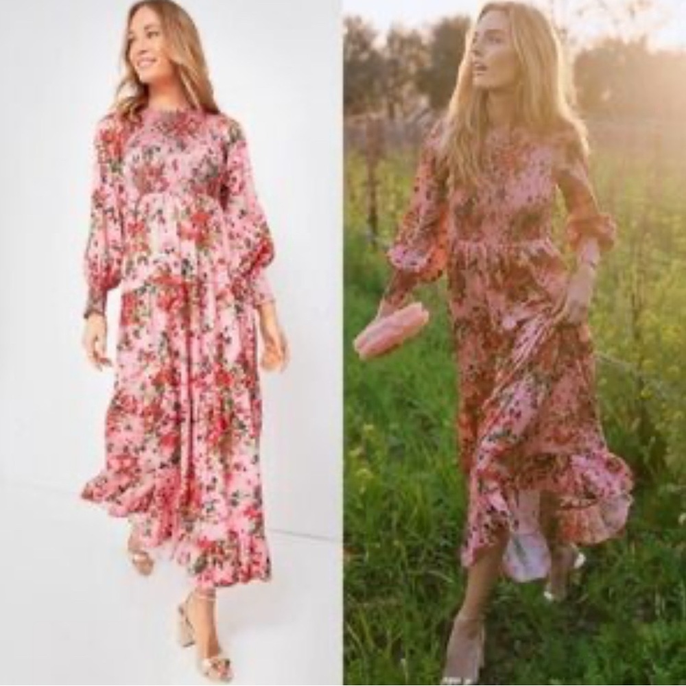 Tuckernuck XXL Peony Meadows Libby Maxi Floral Dress smocked tiered Cottagecore‎